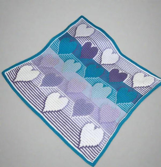 Wonky Hearts Acrylic Knee Rug Blanket - Jacaranda Country Crafts