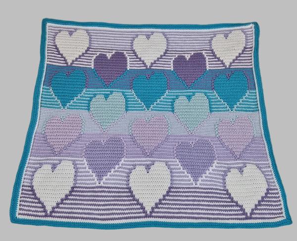 Wonky Hearts Acrylic Knee Rug Blanket - Jacaranda Country Crafts
