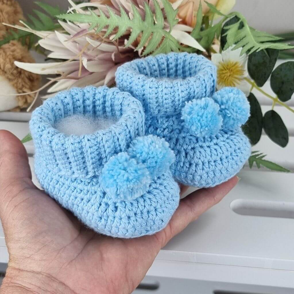 Cotton Baby Booties Newborn Gift, Soft, Sustainable, Gender Reveal Pink Blue - Jacaranda Country Crafts