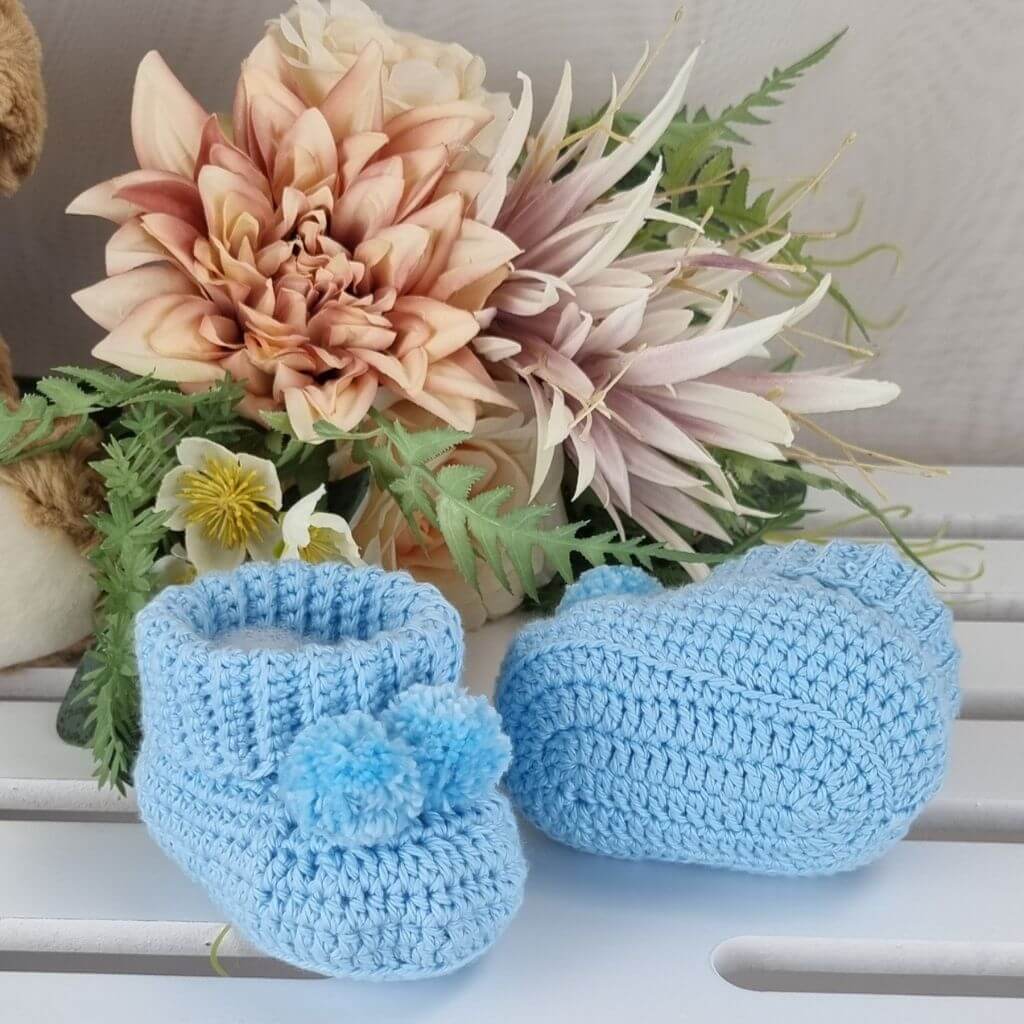 Cotton Baby Booties Newborn Gift, Soft, Sustainable, Gender Reveal Pink Blue - Jacaranda Country Crafts