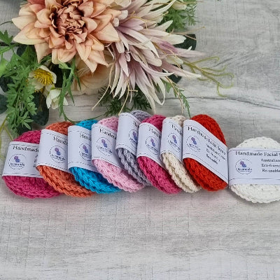 Eco-Friendly Crochet Facial Scrub, Make-Up Remover Pads, Reusable Face Scrubs Pk 2 - Jacaranda Country Crafts