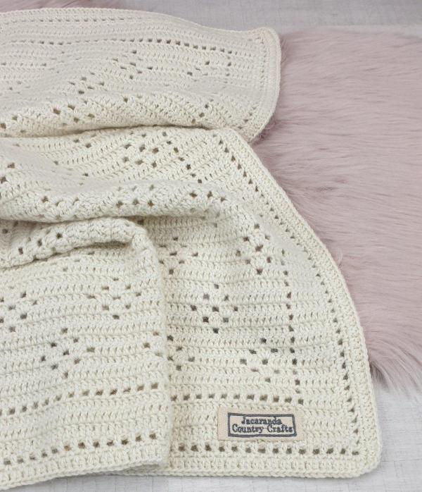 Little Hearts Baby Blanket Alpaca Wool - Jacaranda Country Crafts
