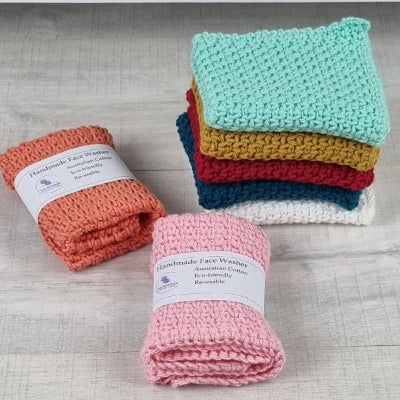 Face Washer Australian Cotton Handmade - Jacaranda Country Crafts