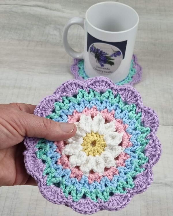 Handmade Cotton Daisy Coaster Gift Set of Four - Jacaranda Country Crafts