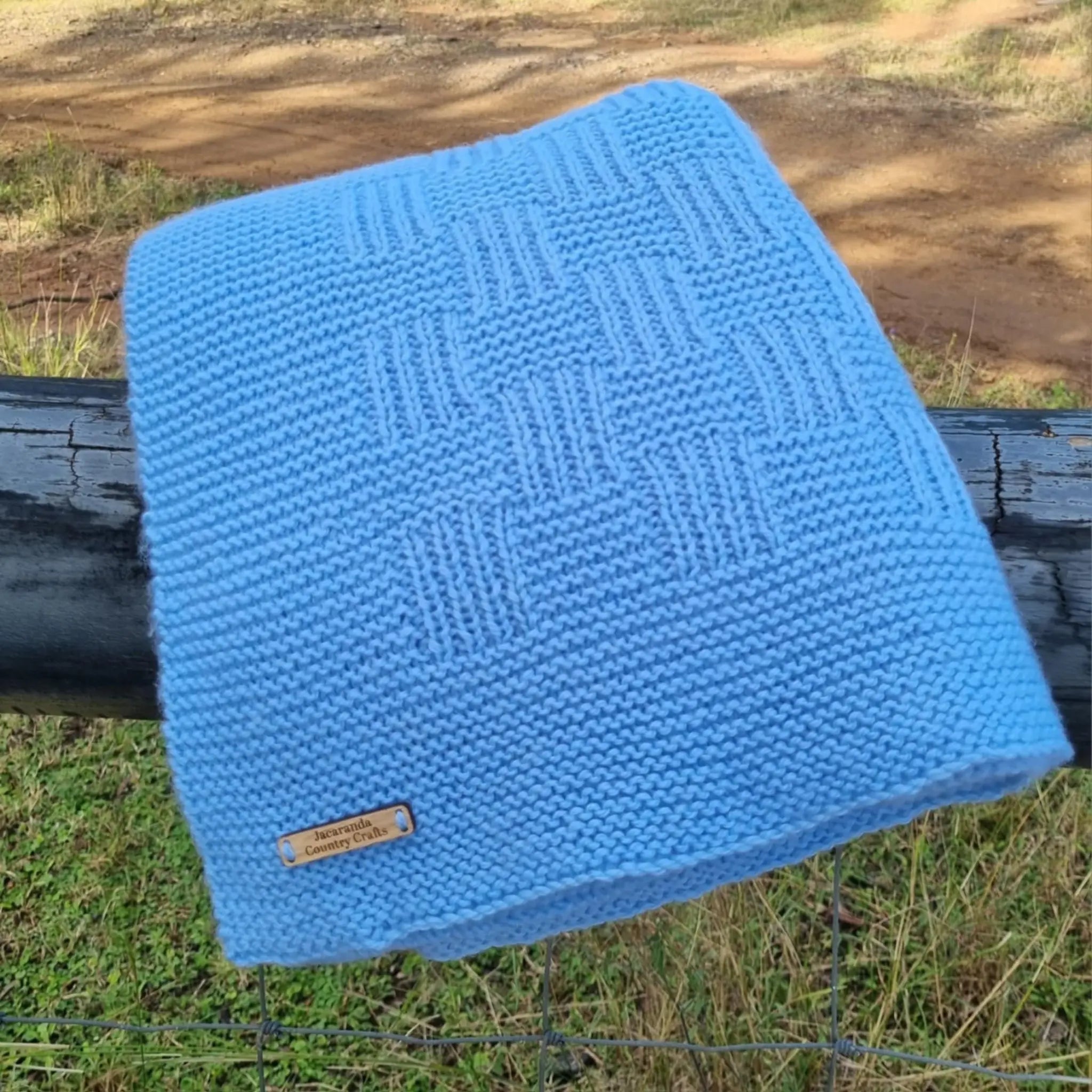 Handmade Knitted Wool Blanket Cot Sized