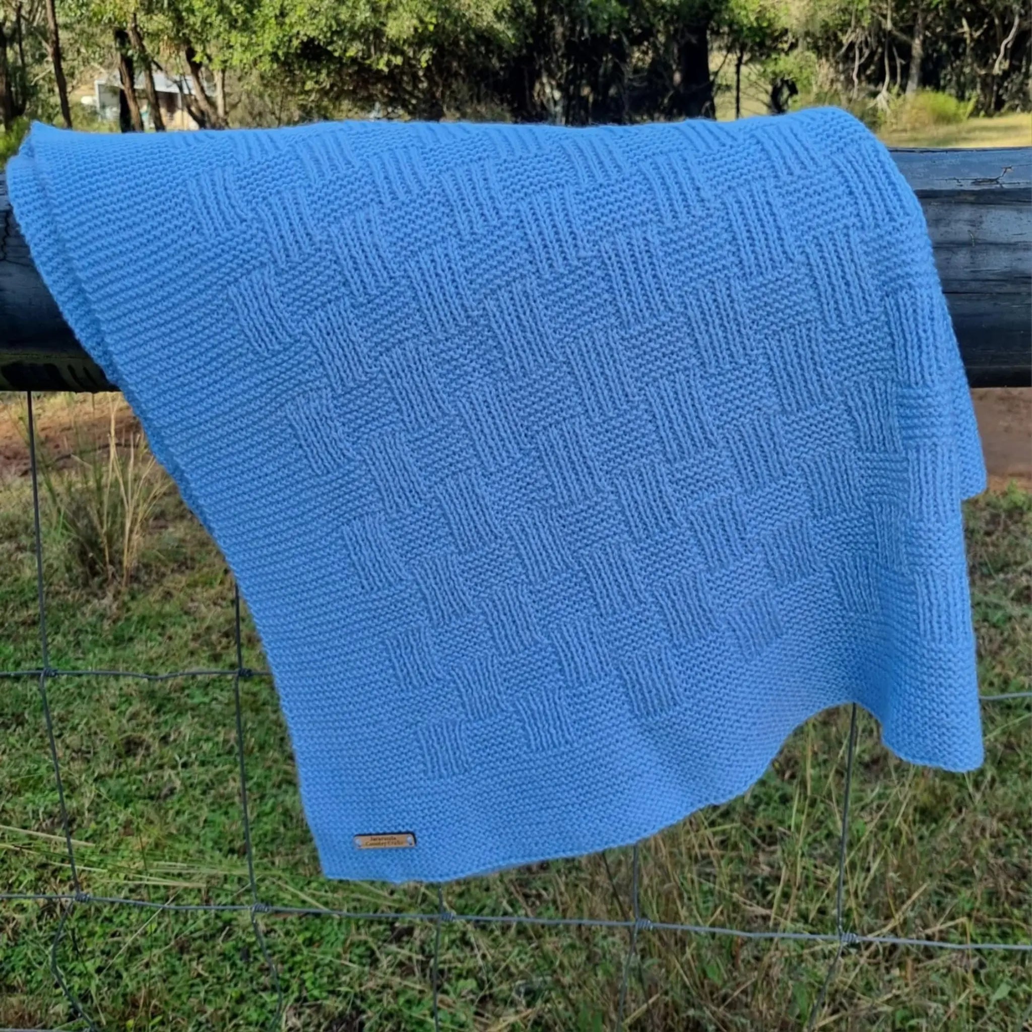 Handmade Knitted Wool Blanket Cot Sized