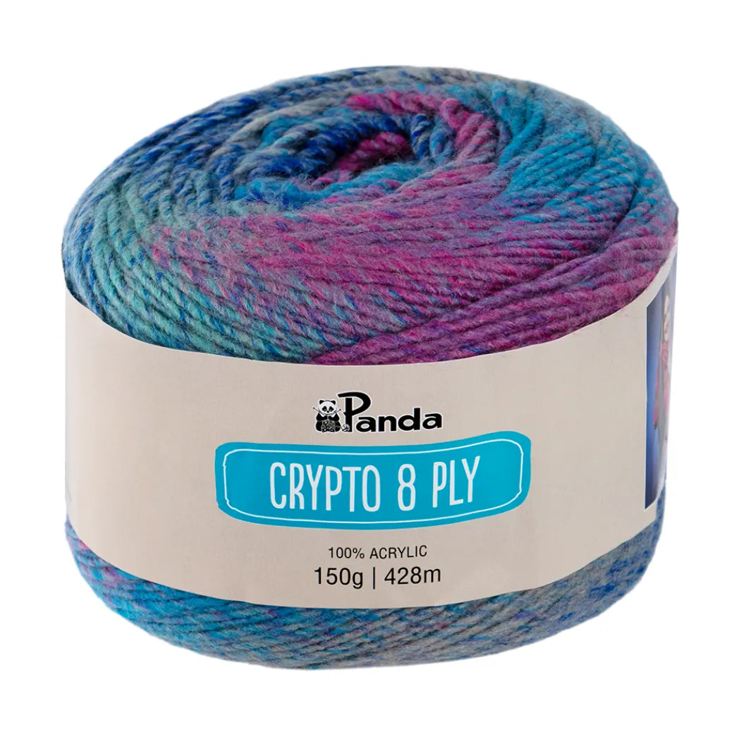 Panda Crypto 8 Ply Yarn – Colourful Acrylic Cake Yarn (150g)