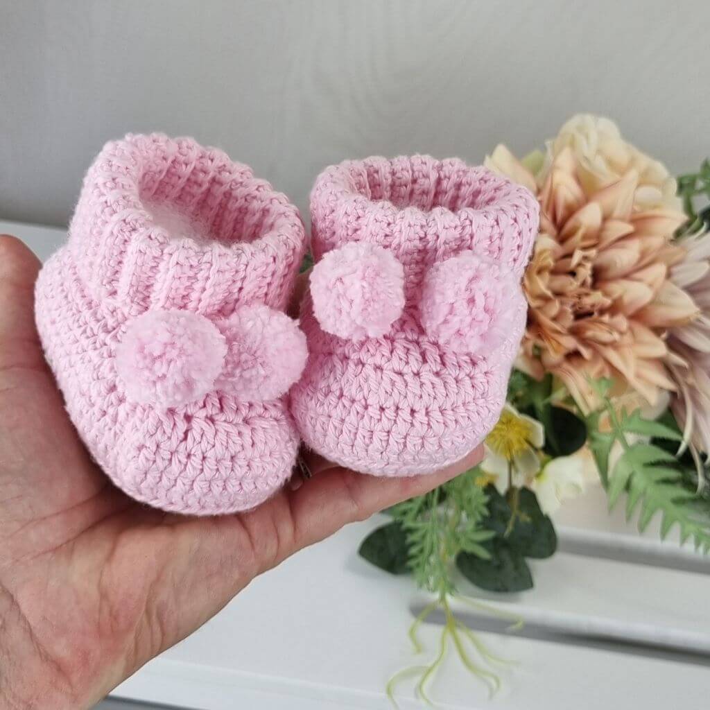 Cotton Baby Booties Newborn Gift, Soft, Sustainable, Gender Reveal Pink Blue - Jacaranda Country Crafts