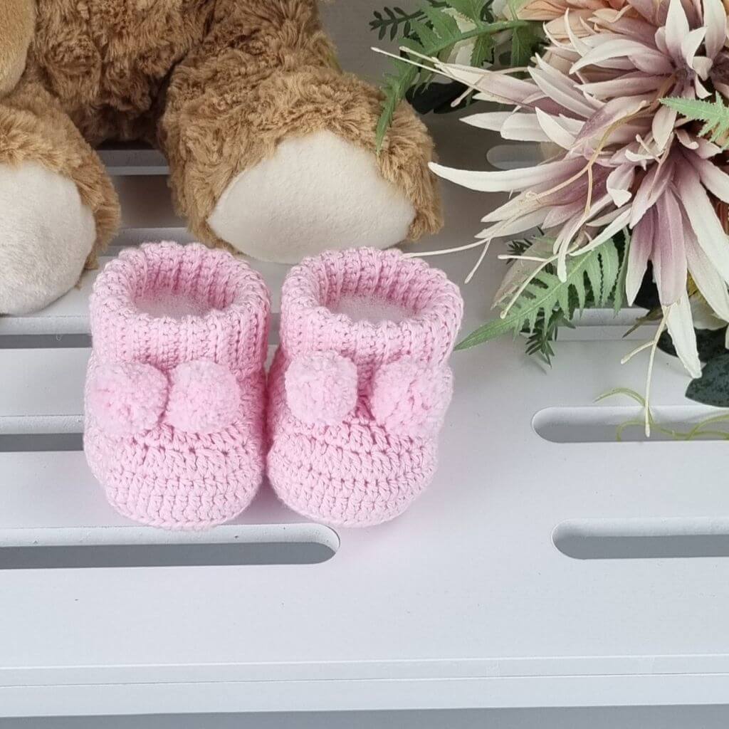 Cotton Baby Booties Newborn Gift, Soft, Sustainable, Gender Reveal Pink Blue - Jacaranda Country Crafts