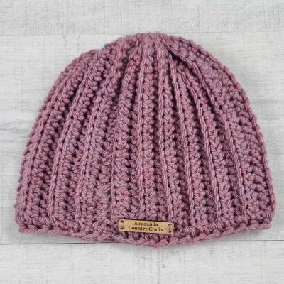 Australian Wool Ribbed Beanie Soft and Cosy Handmade Pink