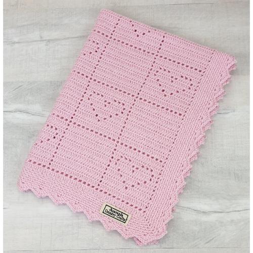 Little Hearts Baby Blanket Cot Sized Australian Wool - Jacaranda Country Crafts