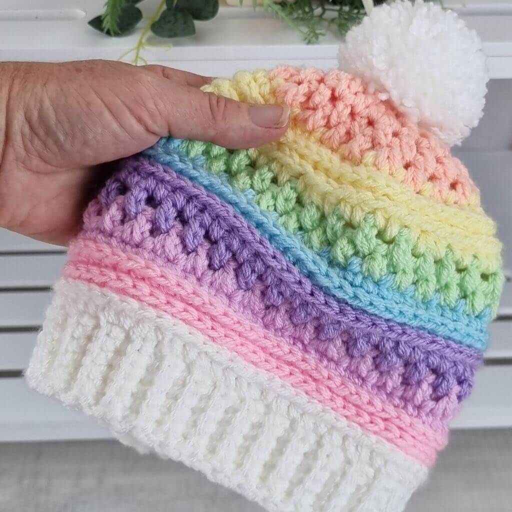 Rainbow Beanie and Cowl - Jacaranda Country Crafts