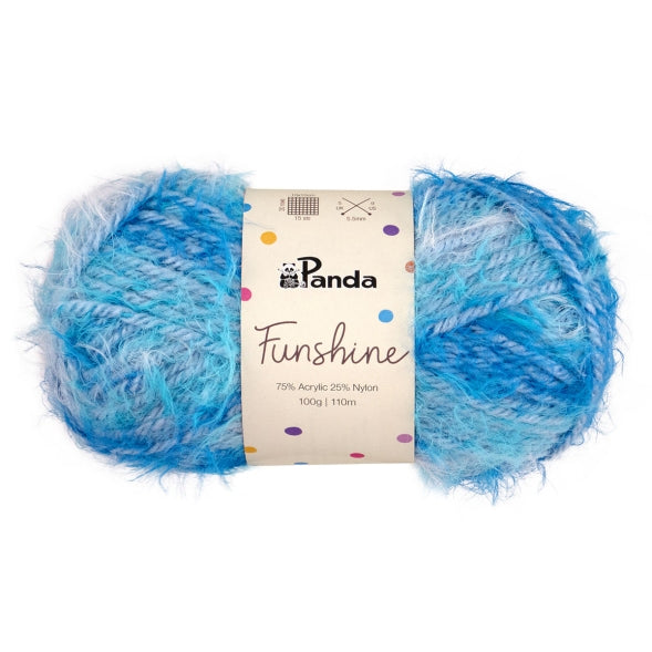 Blue yarn ball with Panda brand label on a white background Mist Blue