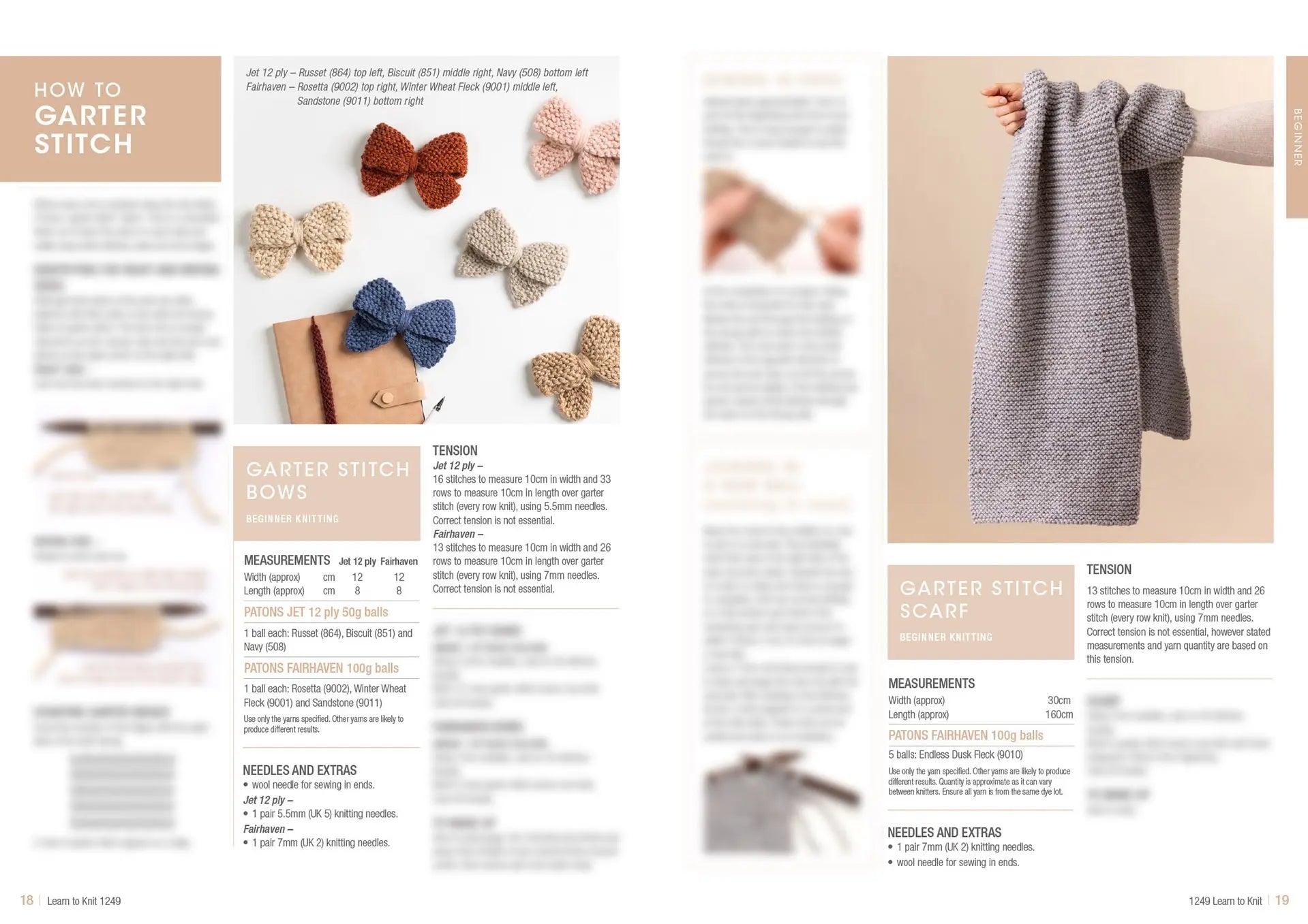 Learn to Knit Book 1249 | Printed Patterns Beginner Knitting Guide & Projects