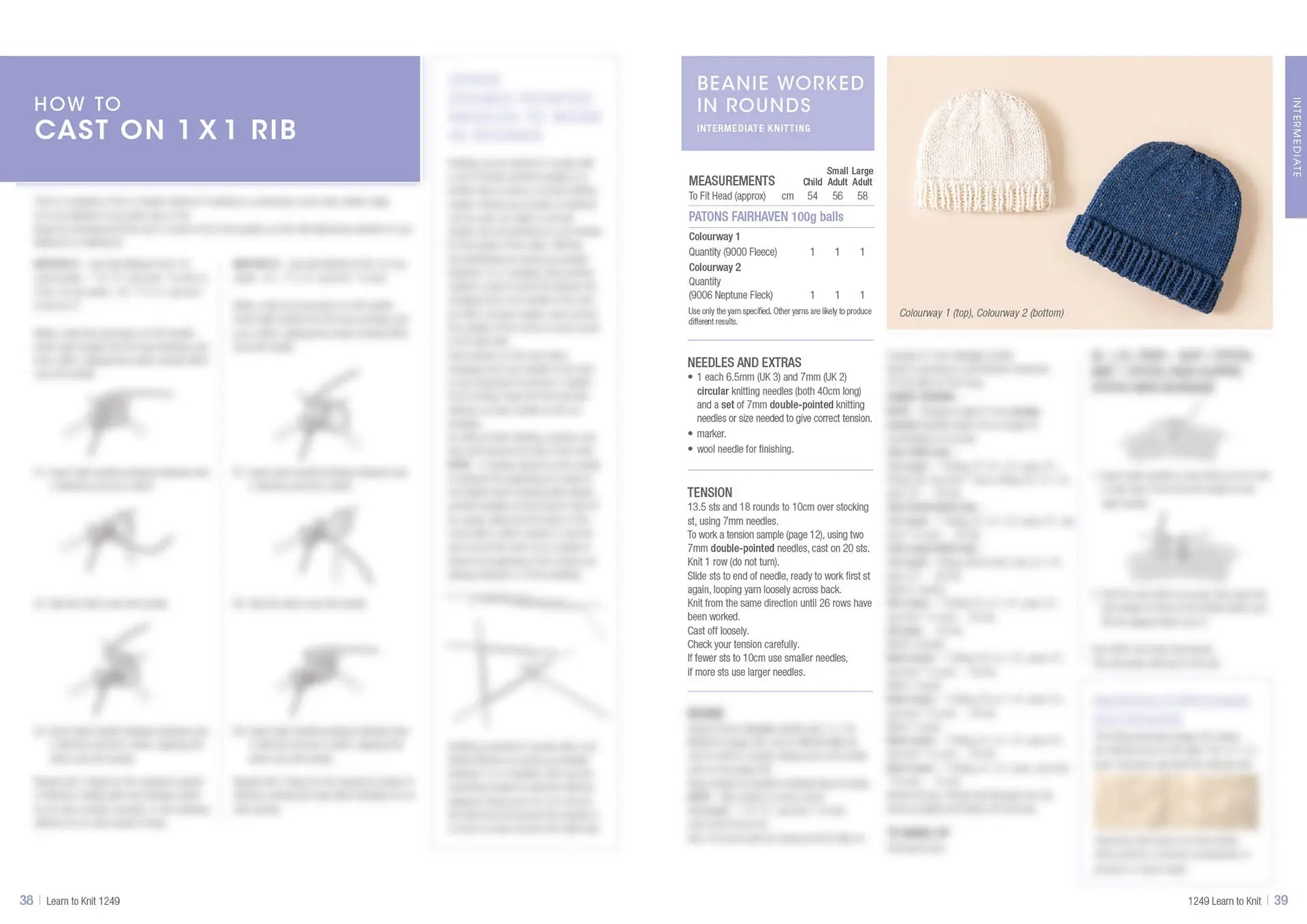 Learn to Knit Book 1249 | Printed Patterns Beginner Knitting Guide & Projects