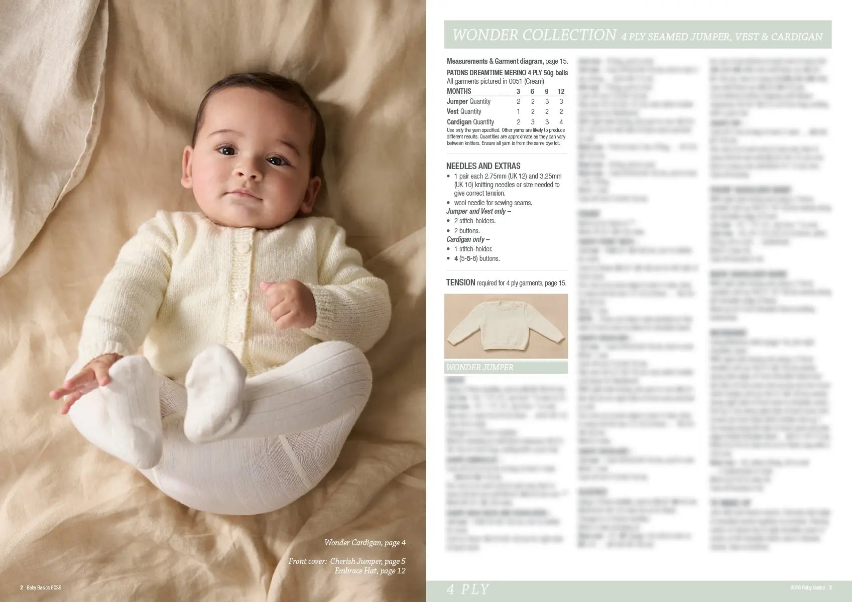 Baby Basics Pattern 8036 – Baby Cardigans, Jumpers & Hats Knitting Pattern