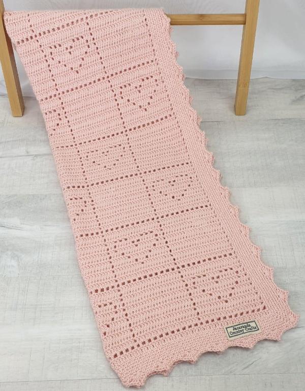 Little Hearts Baby Blanket Alpaca Wool - Jacaranda Country Crafts
