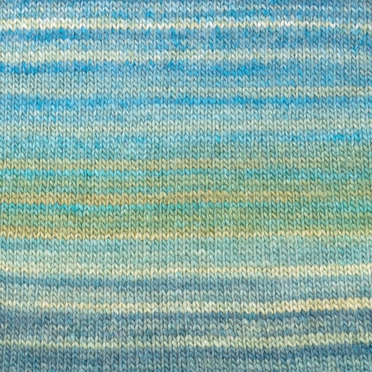 Close-up of blue and green striped fabric texture