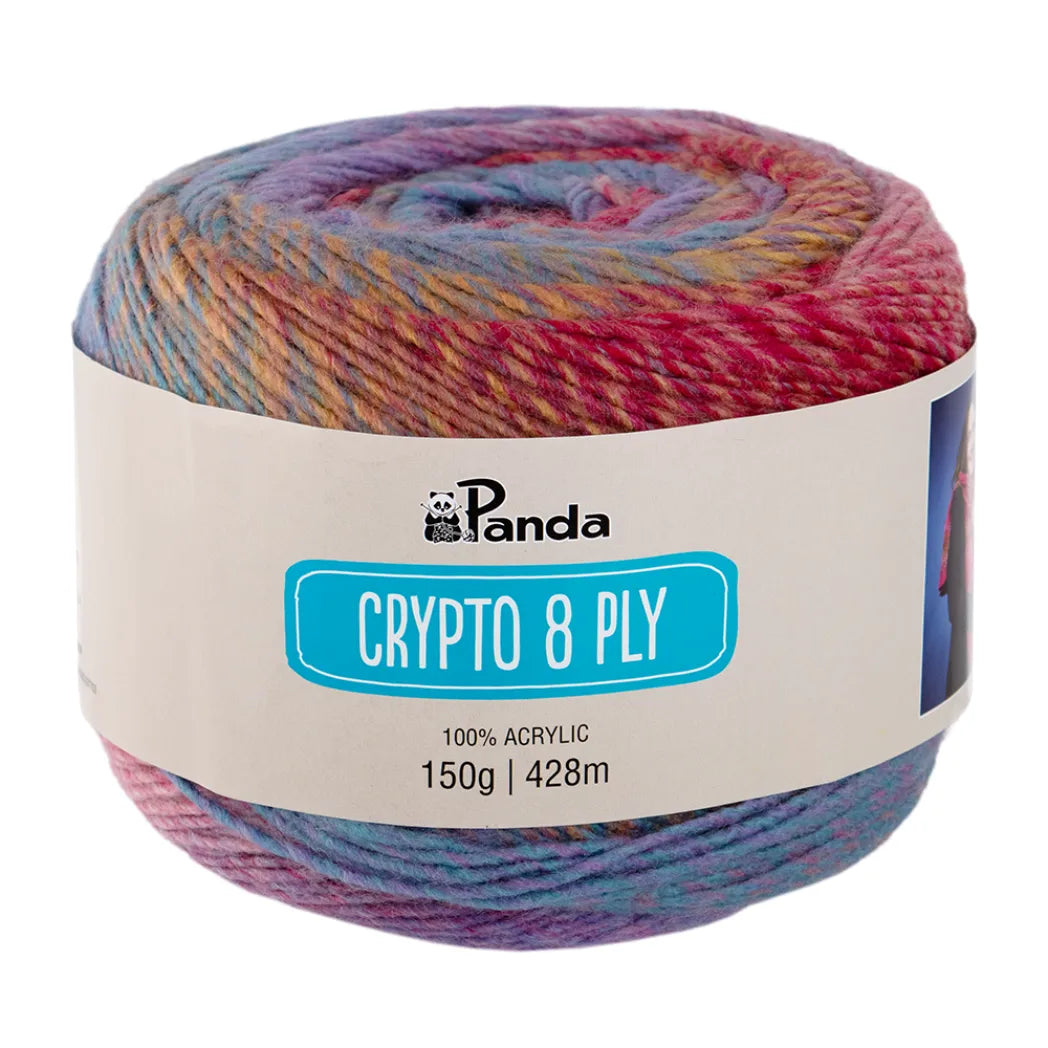 Panda Crypto 8 Ply Yarn – Colourful Acrylic Cake Yarn (150g)