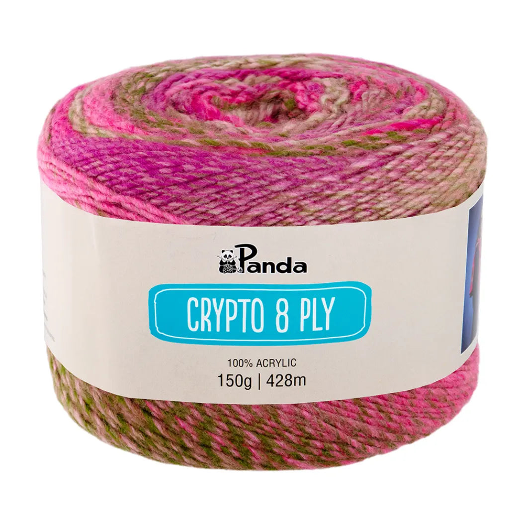 Panda Crypto 8 Ply Yarn – Colourful Acrylic Cake Yarn (150g)