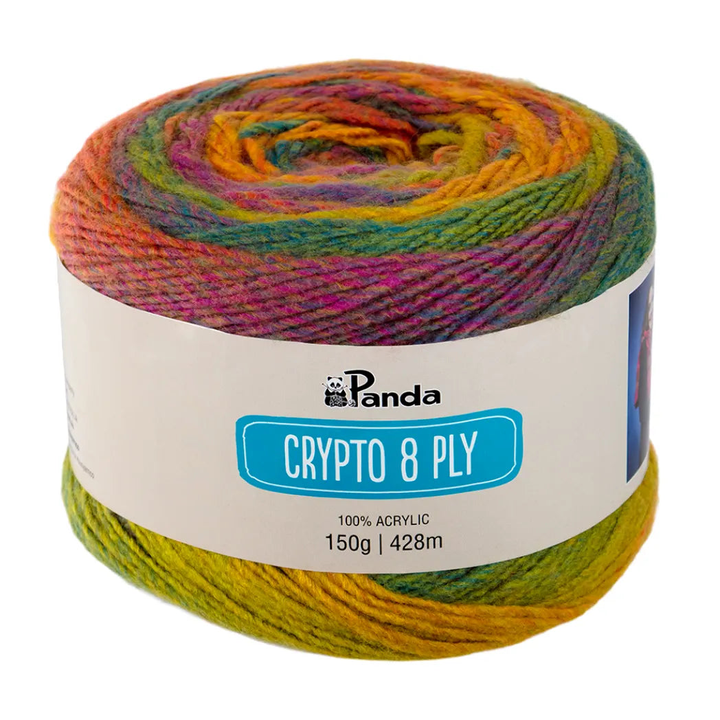 Panda Crypto 8 Ply Yarn – Colourful Acrylic Cake Yarn (150g)