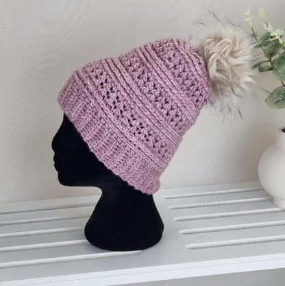 Ladies Aria Pink Beanie - In Stock - Jacaranda Country Crafts