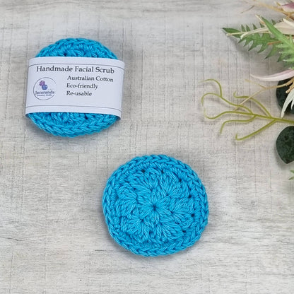 Eco-Friendly Crochet Facial Scrub, Make-Up Remover Pads, Reusable Face Scrubs Pk 2