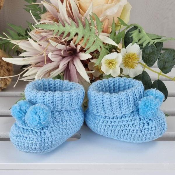Cotton Baby Booties Newborn Gift, Soft, Sustainable, Gender Reveal Pink Blue - Jacaranda Country Crafts