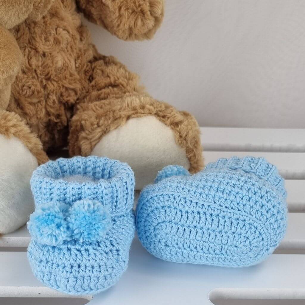 Cotton Baby Booties Newborn Gift, Soft, Sustainable, Gender Reveal Pink Blue - Jacaranda Country Crafts