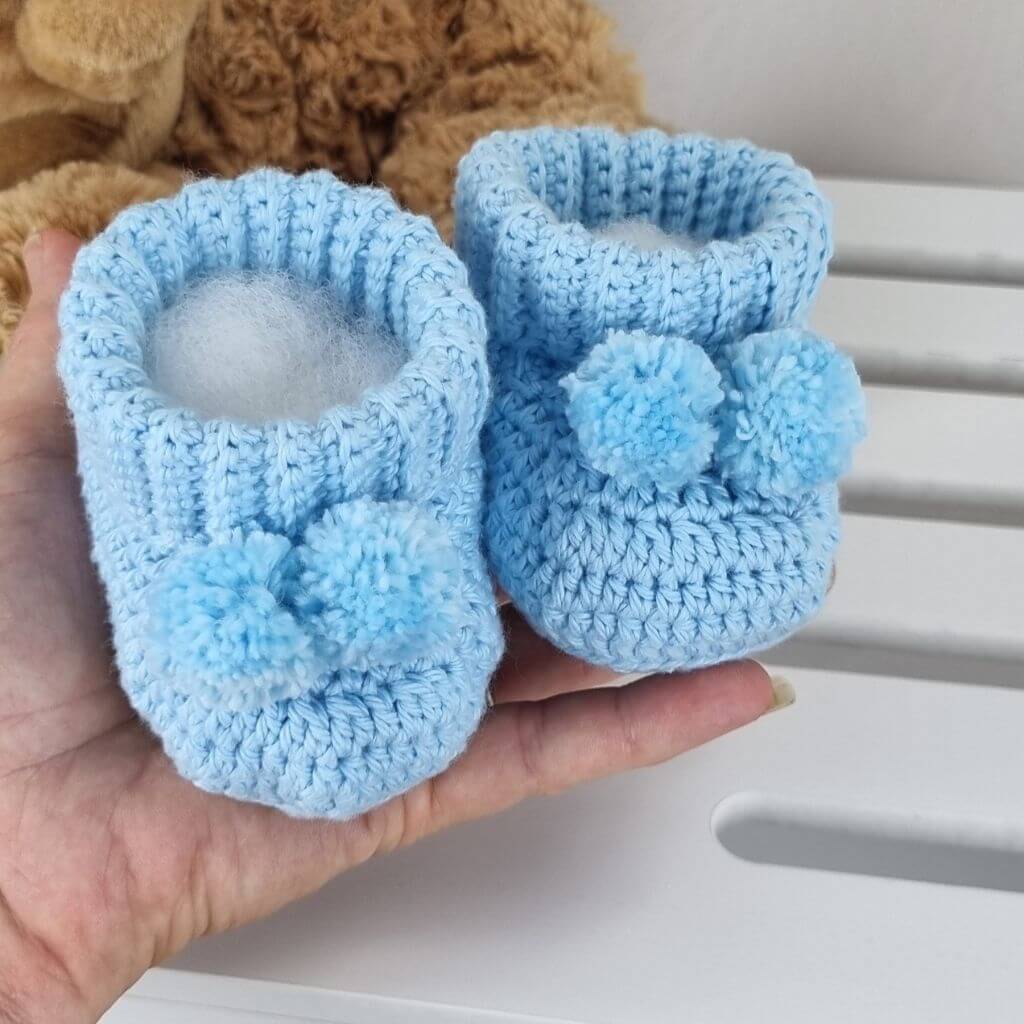 Cotton Baby Booties Newborn Gift, Soft, Sustainable, Gender Reveal Pink Blue - Jacaranda Country Crafts