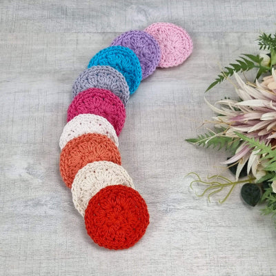 Eco-Friendly Crochet Facial Scrub, Make-Up Remover Pads, Reusable Face Scrubs Pk 2 - Jacaranda Country Crafts