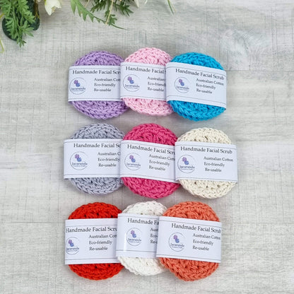 Eco-Friendly Crochet Facial Scrub, Make-Up Remover Pads, Reusable Face Scrubs Pk 2