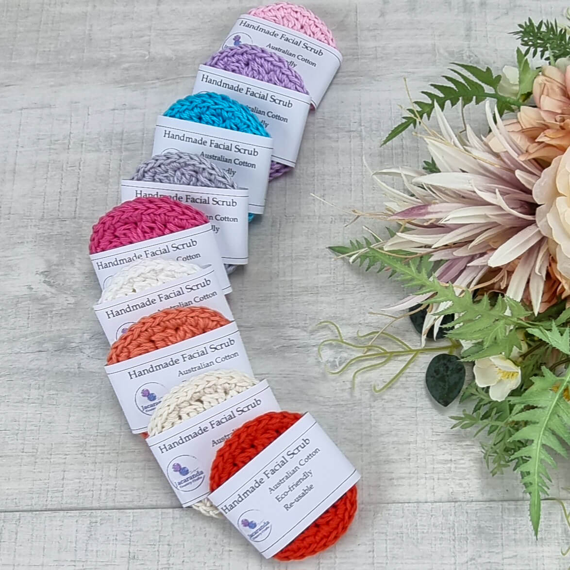 Eco-Friendly Crochet Facial Scrub, Make-Up Remover Pads, Reusable Face Scrubs Pk 2 - Jacaranda Country Crafts
