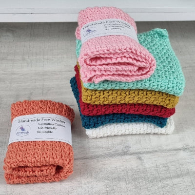 Face Washer Australian Cotton Handmade - Jacaranda Country Crafts