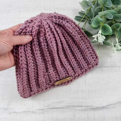 Australian Wool Ribbed Beanie Soft and Cosy Handmade Pink