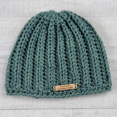 Australian Wool Ribbed Beanie Soft and Cosy Handmade Green