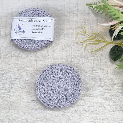 Eco-Friendly Crochet Facial Scrub, Make-Up Remover Pads, Reusable Face Scrubs Pk 2 - Jacaranda Country Crafts