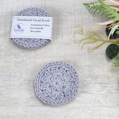 Eco-Friendly Crochet Facial Scrub, Make-Up Remover Pads, Reusable Face Scrubs Pk 2