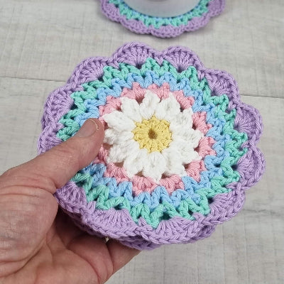 Handmade Cotton Daisy Coaster Gift Set of Four - Jacaranda Country Crafts