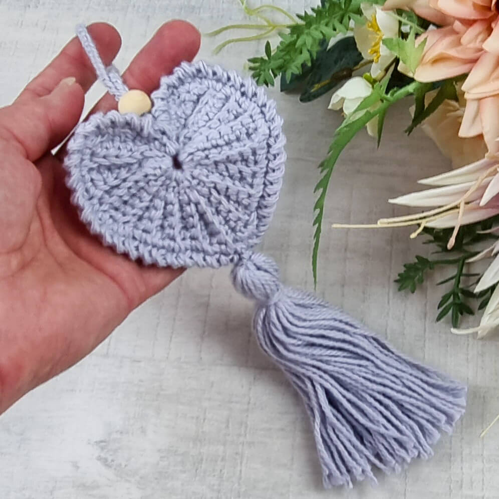 Crochet Heart Decorative Hanging Ornament Valentine Charm Gift - Jacaranda Country Crafts