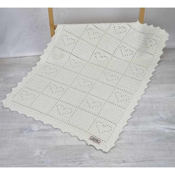 Little Hearts Australian Wool Baby Blanket - Handmade Baby Gift - Jacaranda Country Crafts
