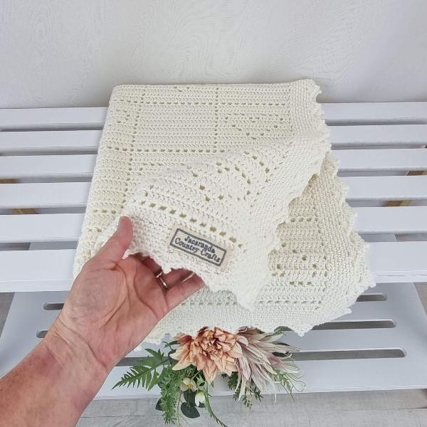 Little Hearts Australian Wool Baby Blanket - Handmade Baby Gift - Jacaranda Country Crafts