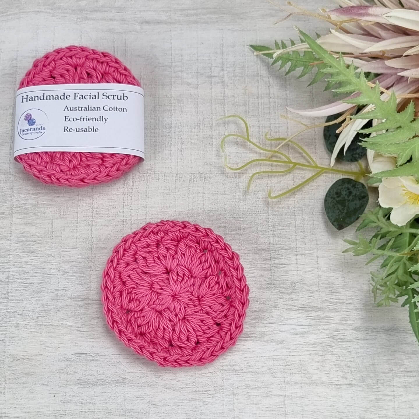 Eco-Friendly Crochet Facial Scrub, Make-Up Remover Pads, Reusable Face Scrubs Pk 2