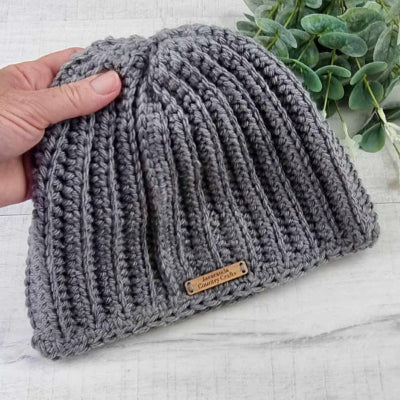 Australian Wool Ribbed Beanie Soft and Cosy Handmade Grey