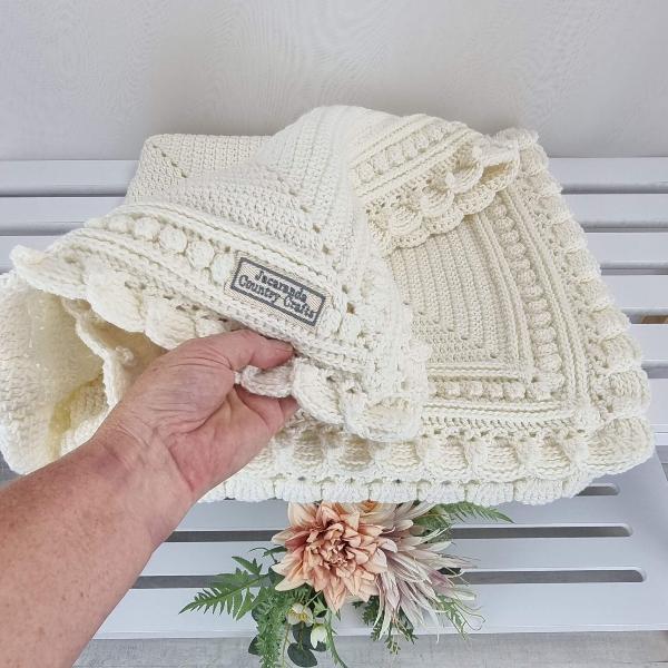 Magnolia Baby Blanket Australian Luxury Wool - Jacaranda Country Crafts