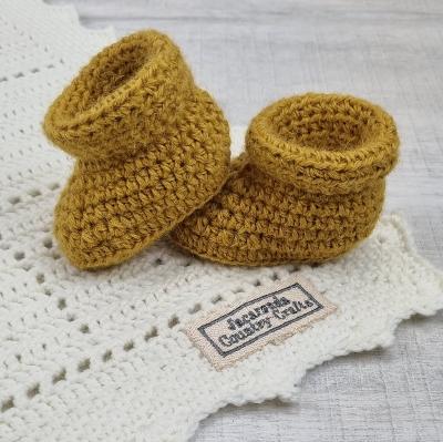 Baby Beanie and Booties Set - Australian Alpaca - Jacaranda Country Crafts