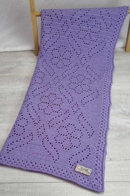 Painted Flowers Ladies Australian Luxury Wool Blanket - Jacaranda Country Crafts