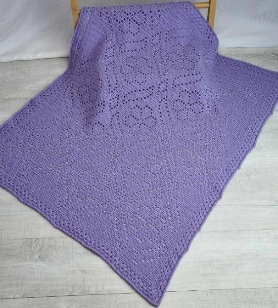 Painted Flowers Ladies Australian Luxury Wool Blanket - Jacaranda Country Crafts