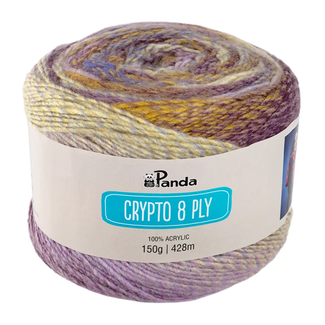 Panda Crypto 8 Ply Yarn – Colourful Acrylic Cake Yarn (150g)