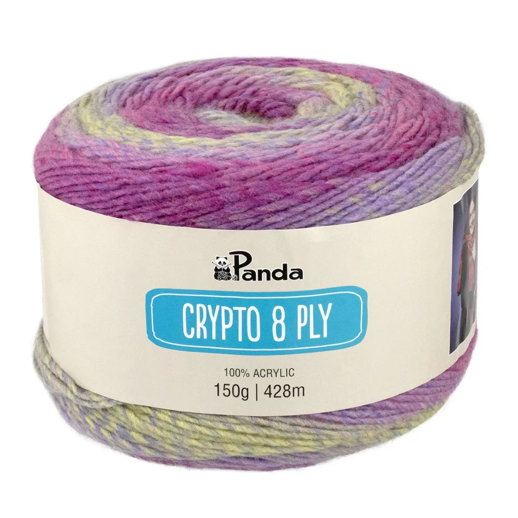 Panda Crypto 8 Ply Yarn – Colourful Acrylic Cake Yarn (150g)